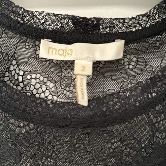 MAJE- laced sheer tee with cross strap tank, black size 2 - Picture 3 of 4